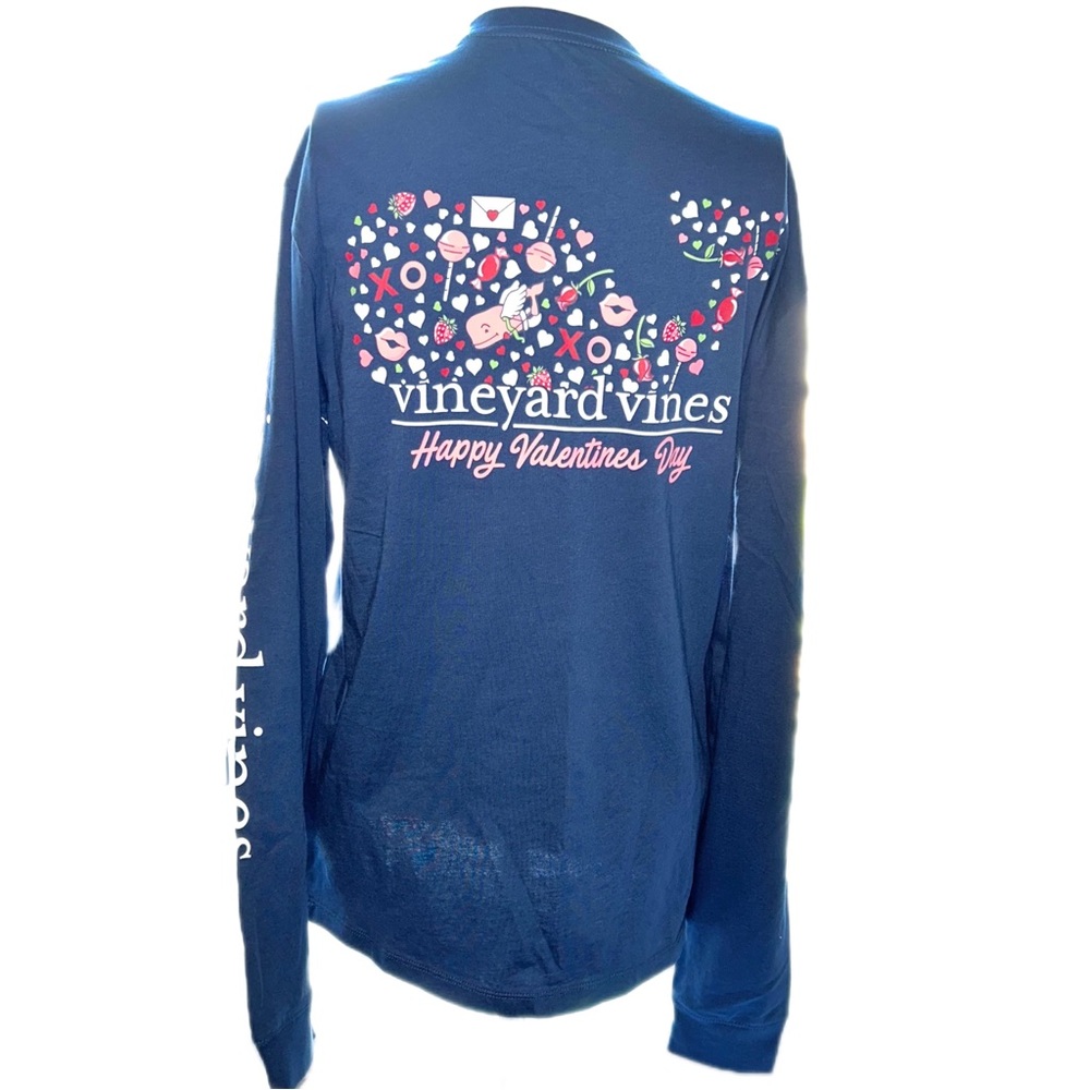 Vineyard Vines Valentine's Day Cupid Whale Blue Long-Sleeve Size XS